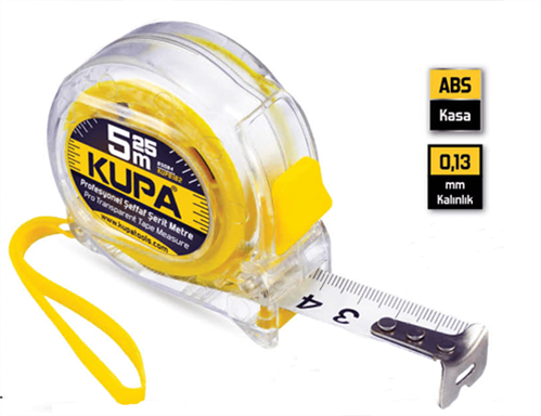 KUPA ŞEFFAF ŞERİT METRE 5 X 25 MM /(1 KUTU=12 ADET)